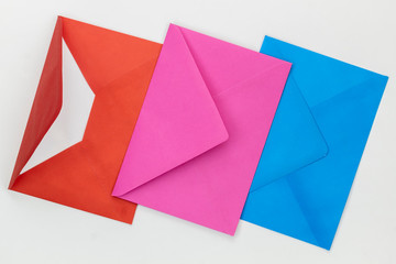 Colorful Envelopes on White Background