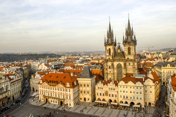 Obraz premium Prag, Altstädter Ring, Staromestske namesti, Teynkirche, Tschec