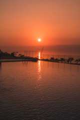 Fototapeta na wymiar Sunset on sea, Dead sea sunset, Dead sea,