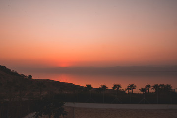 Sunset on sea, Dead sea sunset, Dead sea,