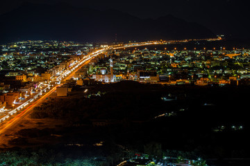 Fototapeta na wymiar night cityscape from above in Fujairah
