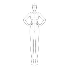 Fashion template 9 head for technical drawing.