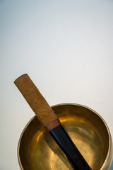 Original Tibetan bowl on a white table