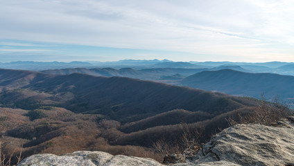 High cliff edge on the background of Appalachian mountains