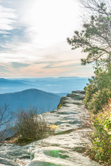 Fototapeta na wymiar Stone path on the edge of the cliff in Appalachian mountains