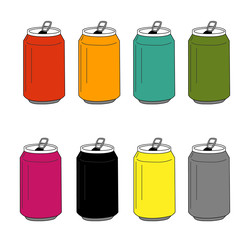 Colorful Soda Can Icon Set