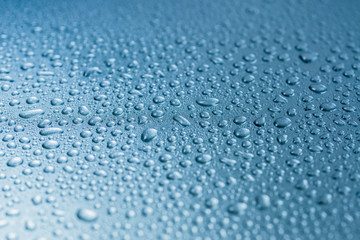 Blue water droplets