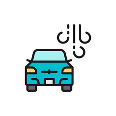 Car washing machine flat color line icon. Isolated on white background