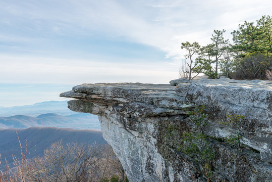 Overlook of a McAfee Knob and Blue Ridge mountains