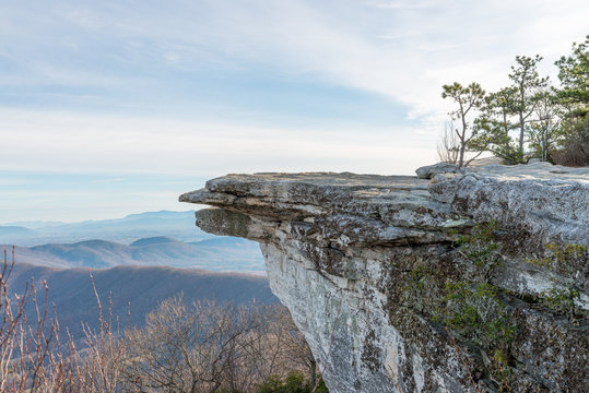 Overlook of a McAfee Knob and Blue Ridge mountains