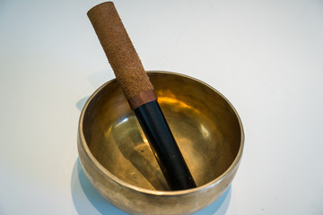 Original Tibetan bowl on a white table