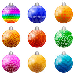 Set of color Christmas balls. Vector illustration.