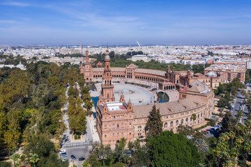 Fototapeta na wymiar aerial view of Plaza De Espana Sevilla