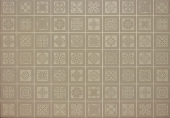 wall of  tiles with ethnic patterns pottery retro