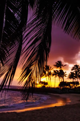 Fototapeta na wymiar Kauai Hawaii Tropical Island Sunset