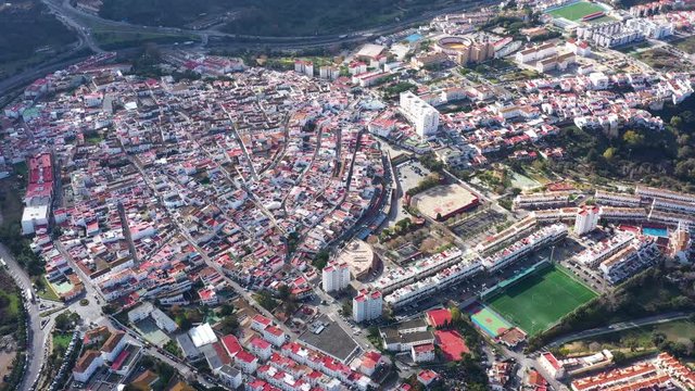 San Roque small town Spain aerial shot north of the Gibraltar peninsula sunny day 