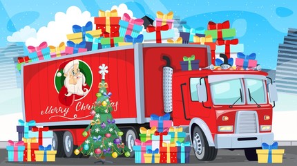 Christmas and New Year Delivery Truck Shopping