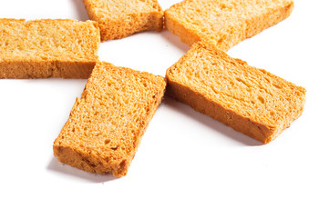 Rusk or toasts on a white background