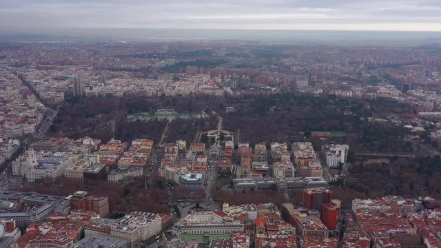 Buen Retiro Park Madrid el retiro Spain aerial winter cloudy view