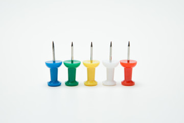 Colorful of Many pins  on white background