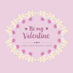 Happy valentine elegant card with pink and white of wreath decoration frame. Vector