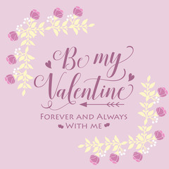 Fototapeta na wymiar Happy valentine elegant card with pink and white of wreath decoration frame. Vector