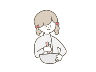 Girl making whipped cream