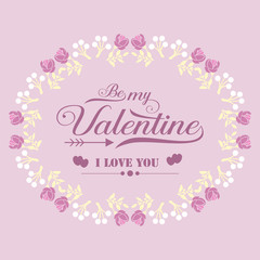 Cute decoration of pink and white flower frame for happy valentine unique invitation card design. Vector