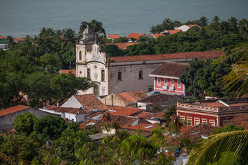 Churches of Olinda from above, Brazil, South America