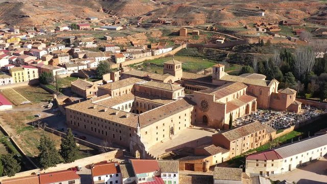  Cistercian monastery of Santa Maria de Huerta Spain aerial view sunny day 