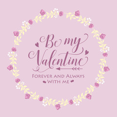 Fototapeta na wymiar Elegant Pink and white floral frame for happy valentine poster design. Vector