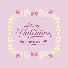 Romantic Design of pink and white flower frame, for happy valentine greeting card decor. Vector