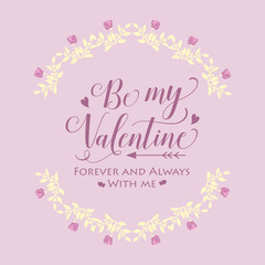 Fototapeta na wymiar Happy valentine seamless cards, with pink and white wreath frame design template. Vector