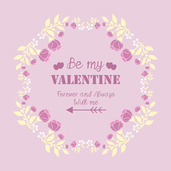 Elegant shapes frame with pink and white floral, for happy valentine ornate cards. Vector