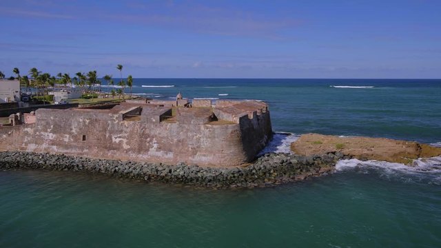 Droning by Fuerte San Geronimo in San Juan Puerto Rico