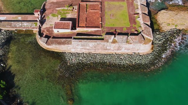 Aerial video of Fuerte San Geronimo in San Juan Puerto Rico