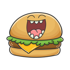 Laughing cheese burger cartoon illustration