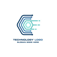 Modern technology logo for start up and company business. monoline vector style
