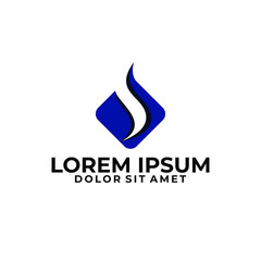 Initial letter S logo template with blue flame icon in flat design pictogram illustration