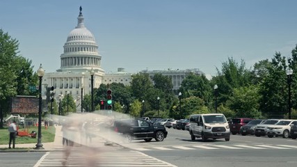 Timelapse of The United States Capitol building.The home of the United States Congress and the seat of the legislative branch of the U.S. government. Washington DC, USA. 21 August 2019