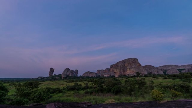 Time Lapse Day/night, Pedras Negras de Pungo Andongo, Angola, Africa
