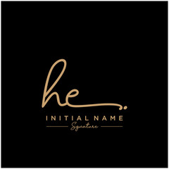 Letter HE Signature Logo Template Vector