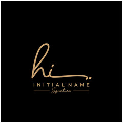 Letter HI Signature Logo Template Vector