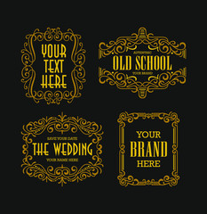 Vintage Swirl Ornament Minimalism Line Art Ornament Frame Classic Decorative Graphic Element