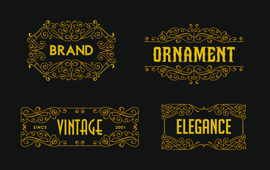 Vintage Swirl Ornament Minimalism Line Art Ornament Frame Classic Decorative Graphic Element