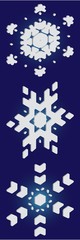Obraz premium Set of isolated falling snowflakes on blue background.
