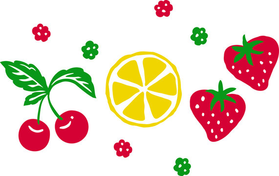 フルーツ　レトロ　ポップ　イラスト　ベクター