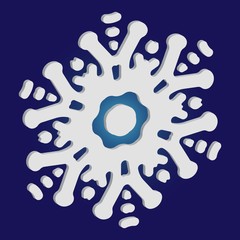 Fototapeta premium Christmas cut 3d snowflake on blue background.