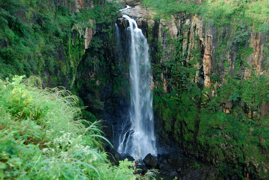 Beautiful Waterfall in mountains. Landscape,