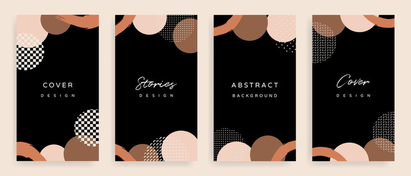 Social media stories and post creative Vector set. Background template with copy space for text and images design by abstract colored shapes,  line arts and natural shape.
